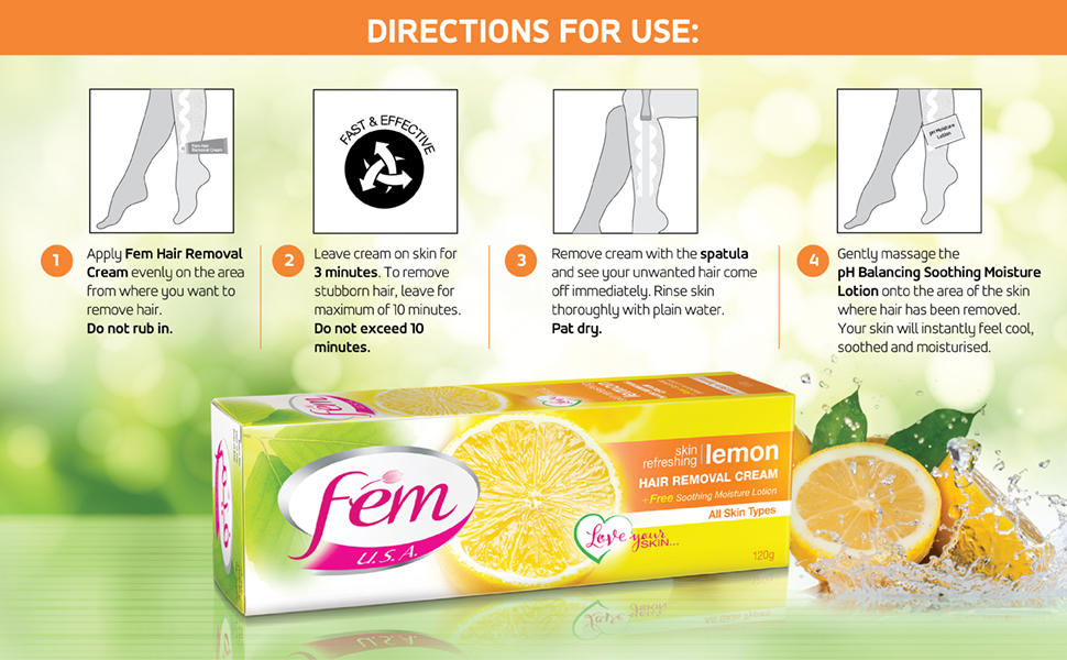 Dabur Fem Hair Removal Cream for All Types of Skin 120g Lemon (Pack of 6)